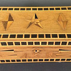 Antique Sailor Made Ebony and Satinwood Inlaid Lift Top Box, 19th century