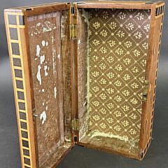 Antique Sailor Made Ebony and Satinwood Inlaid Lift Top Box, 19th century