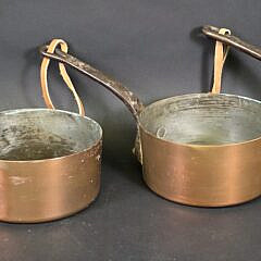 Set of Four Nesting Antique French J. Jacquotot Copper Cookware Pots, circa 1920s
