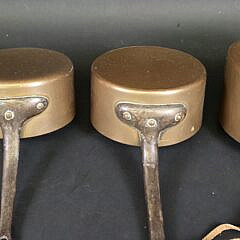 Set of Four Nesting Antique French J. Jacquotot Copper Cookware Pots, circa 1920s
