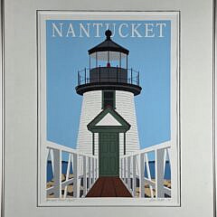 Don Nedd Vintage Brant Point Lighthouse Nantucket Serigraph Poster, circa 1991