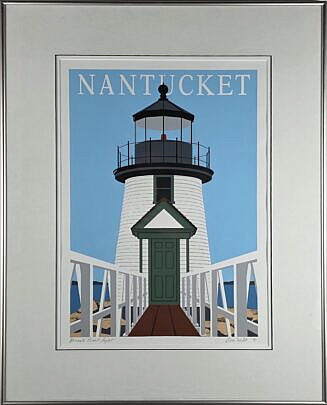 Don Nedd Vintage Brant Point Lighthouse Nantucket Serigraph Poster, circa 1991