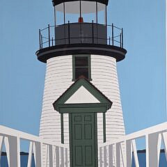 Vintage Brant Point Lighthouse Nantucket Serigraph Poster