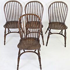 Set of Six English Oak Bow Back Windsor Dining Chairs 