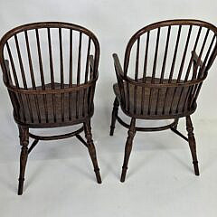 Set of Six English Oak Bow Back Windsor Dining Chairs 