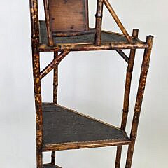 Antique English, “Tortoiseshell”, Bamboo Three-Tier Corner Shelf Etagere, 19th century