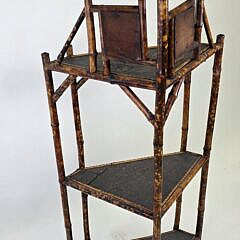 Antique English, “Tortoiseshell”, Bamboo Three-Tier Corner Shelf Etagere, 19th century