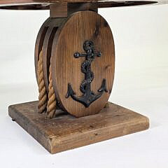 Vintage Ships Wheel, Anchor, and Rope Block Pull Coffee Table, 20th century