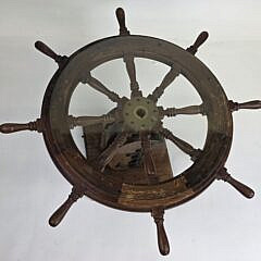 Vintage Ships Wheel, Anchor, and Rope Block Pull Coffee Table, 20th century