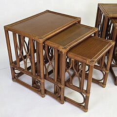 Pair of Rattan and Bamboo Nesting Tables
