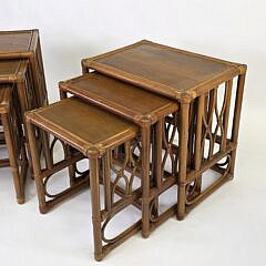 Pair of Rattan and Bamboo Nesting Tables