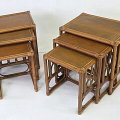 Pair of Rattan and Bamboo Nesting Tables