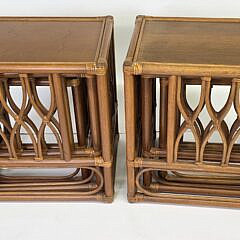 Pair of Rattan and Bamboo Nesting Tables
