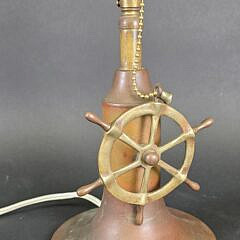 Vintage Brass Ships Wheel Table Lamp, 20th century