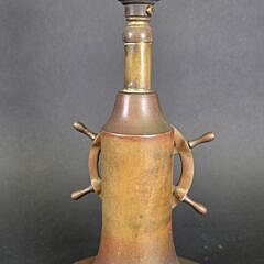 Vintage Brass Ships Wheel Table Lamp, 20th century