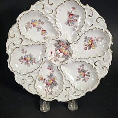 Set of Four Antique German Porcelain Floral Oyster Plates, 19th century