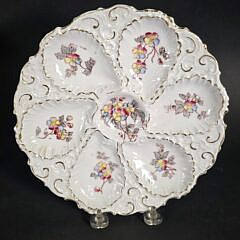 Set of Four Antique German Porcelain Floral Oyster Plates, 19th century