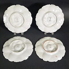 Set of Four Antique German Porcelain Floral Oyster Plates, 19th century