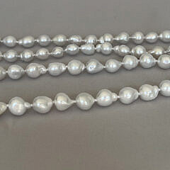 Lustrous 9mm x 11mm Baroque White South Sea Pearl Necklace, 14k White Gold Clasp