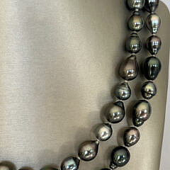 Baroque 8mm x 11mm Peacock Tahitian Pearl Necklace, 14k White Gold Clasp