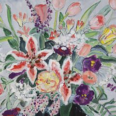 Katherine Seeler Oil on Canvas “Tulips and Lilies”