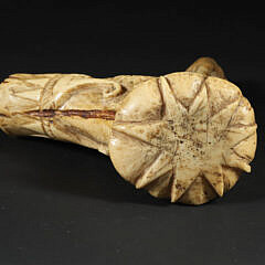 Carved Stag Horn Pipe with Bas Relief Hunter and Prey Decoration