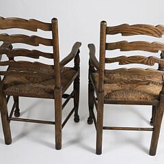 Set of 8 English Style Oak Ladder Back Dining Chairs