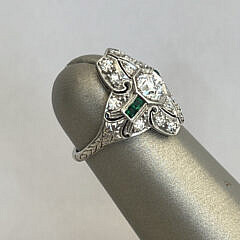 Diamond and Emerald Lady’s Cocktail Ring Set in Platinum