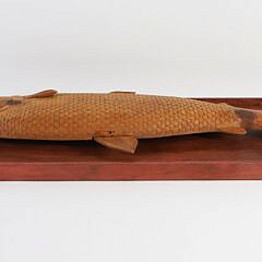 Vintage Carved Wood Half Body Fish on Plaque