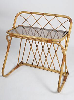 Bamboo and Glass Side Bar