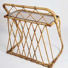 Contemporary Bamboo and Glass Side Bar