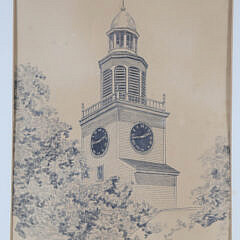 John Hughes Pencil Drawing “Unitarian Universalist Church Town Clock”