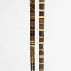 Two Carved Horn Disc Canes, 19th Century