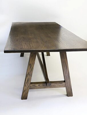 Contemporary Oak Trestle Base Dining Table