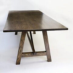 Contemporary Oak Trestle Base Dining Table