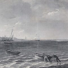 Vintage Black and White Print “Town of Sherburne, Nantucket, 1815”