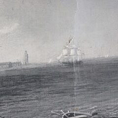 Vintage Black and White Print “Town of Sherburne, Nantucket, 1815”