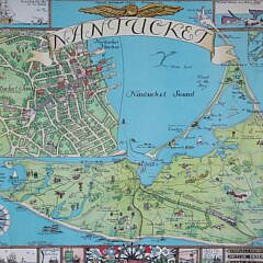 Ruth Haviland Sutton  Map of Nantucket Island and Surrounding Historical Details, circa 1964