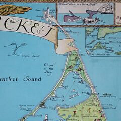 Ruth Haviland Sutton  Map of Nantucket Island and Surrounding Historical Details, circa 1964