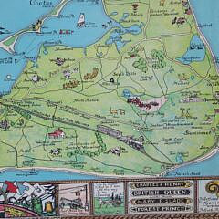 Ruth Haviland Sutton  Map of Nantucket Island and Surrounding Historical Details, circa 1964