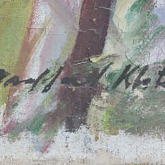 Vintage Naive Oil on Canvas “New England Pier”, Painting