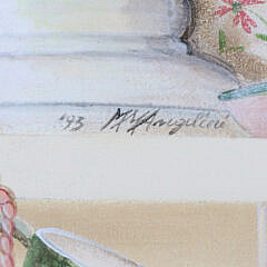 M.V. Angelicci Trompe l’oeil on Panel “Kitchen Shelf Scene”