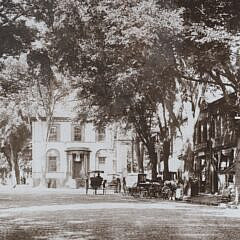 Framed Black and White Photograph “Horse and Buggy Carriages on Main Street Nantucket”