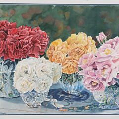 Victoria Bailey Print “Floral Bouquets in Crystal Bowls”