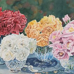 Victoria Bailey Print “Floral Bouquets in Crystal Bowls”