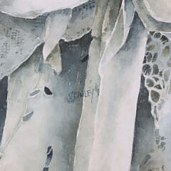 Victoria Bailey Watercolor on Paper “Rose Bouquet and Lace”