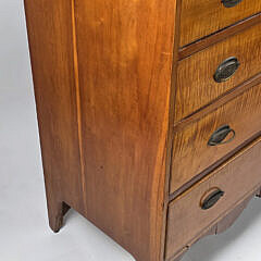 Antique American Tiger Maple and Cherry Four Drawer Chest of Drawers, 19th centur