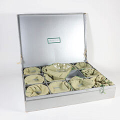 Set of 12 Signed Steuben Glass Bowls in Original Felt Bags and Box