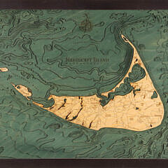 Three Dimensional Carved Wood Map of Nantucket Island