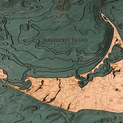 Three Dimensional Carved Wood Map of Nantucket Island
